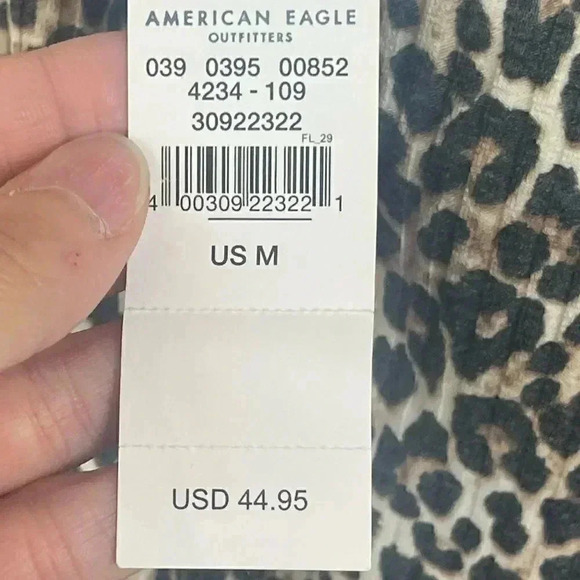 NWT American Eagle Women's Medium Leopard Cheetah Halter Knit Dress Stretch M - Picture 5 of 7